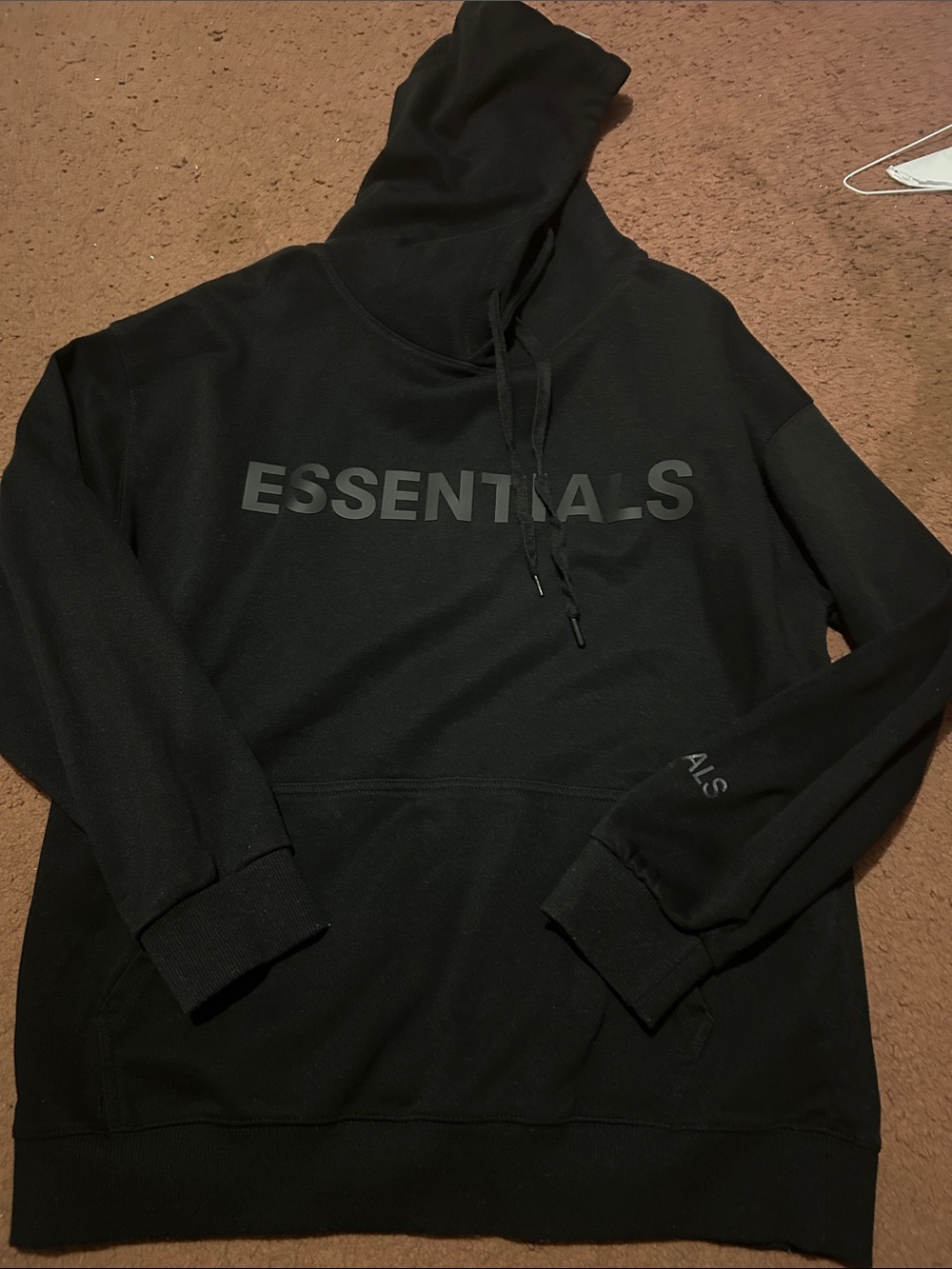 Essentials Black Tonal Logo Pullover Hoodie